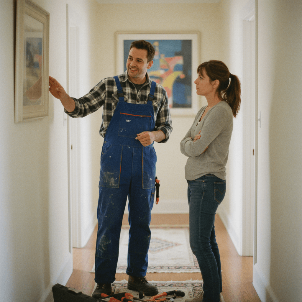 Fachmann für Rohrreinigung im Gespräch mit Kunden